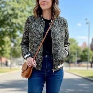 PENTAGONE Stylish Bohemian Olive Green Floral Women's Lightweight Jacket XL